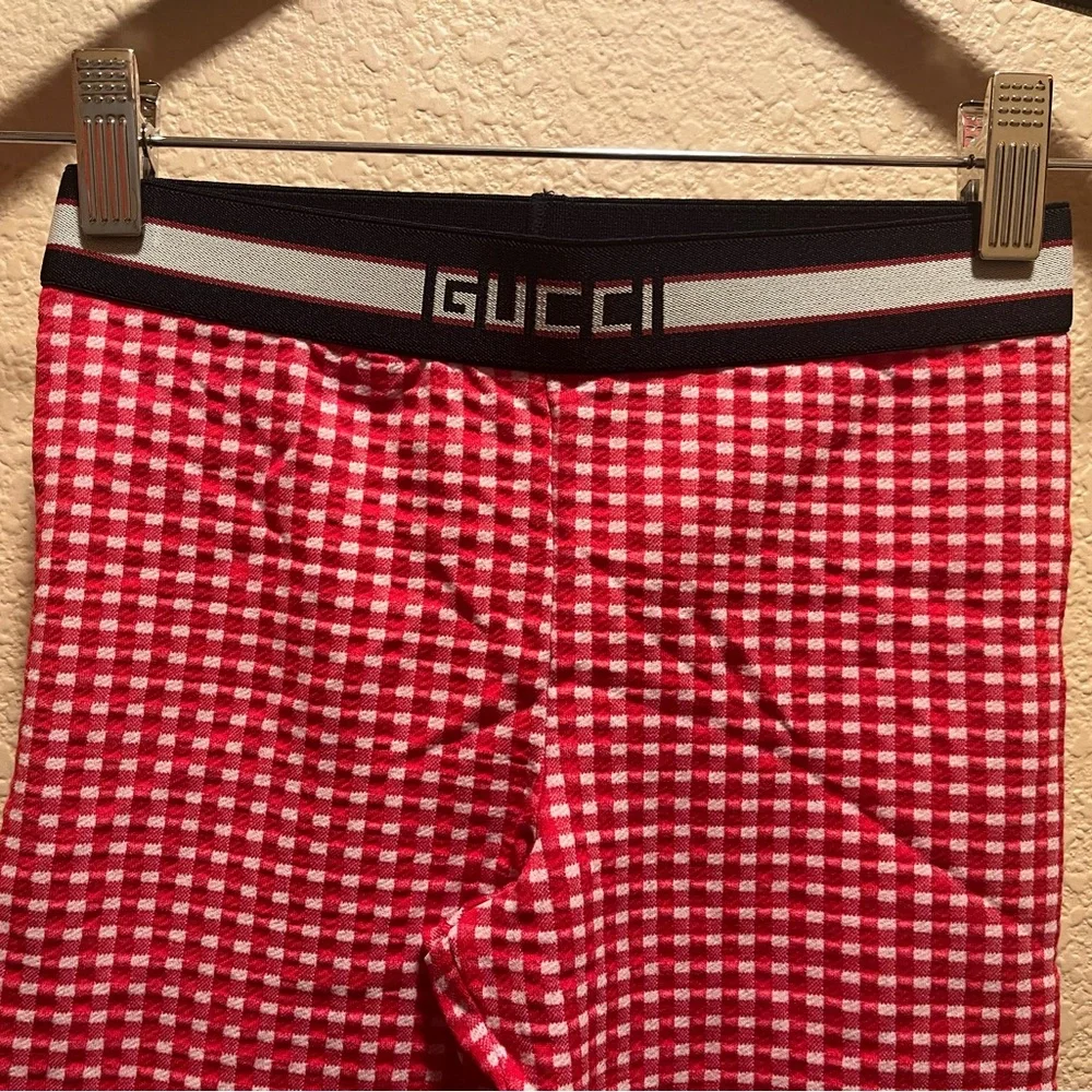 New Gucci Plaid Leggings Size L Kids Waist 24” - 26” - Picture 3 of 9